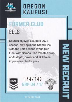 2023 NRL Traders Elite - New Recruit Album Card #NRP04 Oregon Kaufusi Back